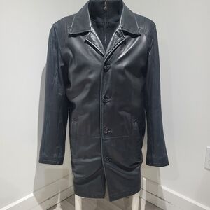 Danier Men's 3/4 Length Thinsulate Lining Genuine Leather Car Coat Medium Black